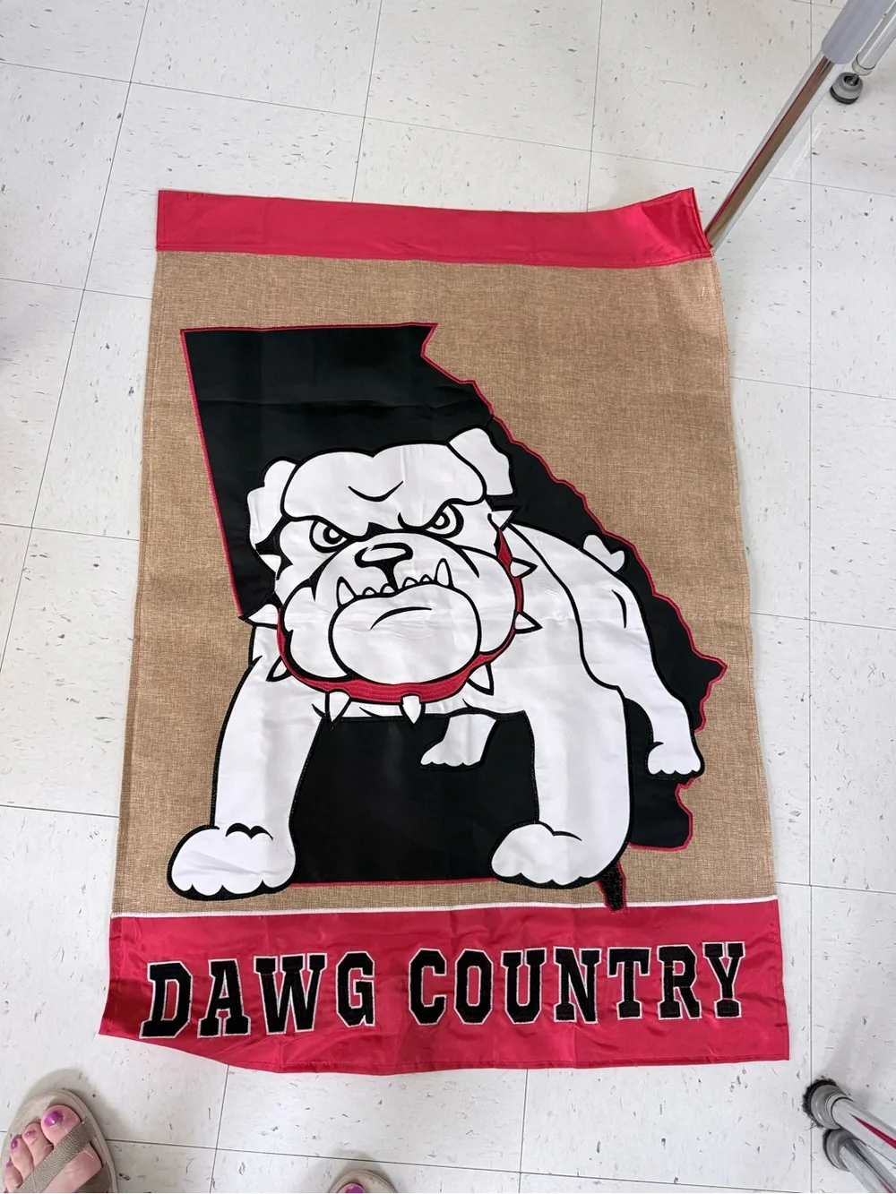 Dawg Country Bulldog Decorative Large Garden Flag- Red, Black, White
